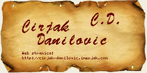 Ćirjak Danilović vizit kartica